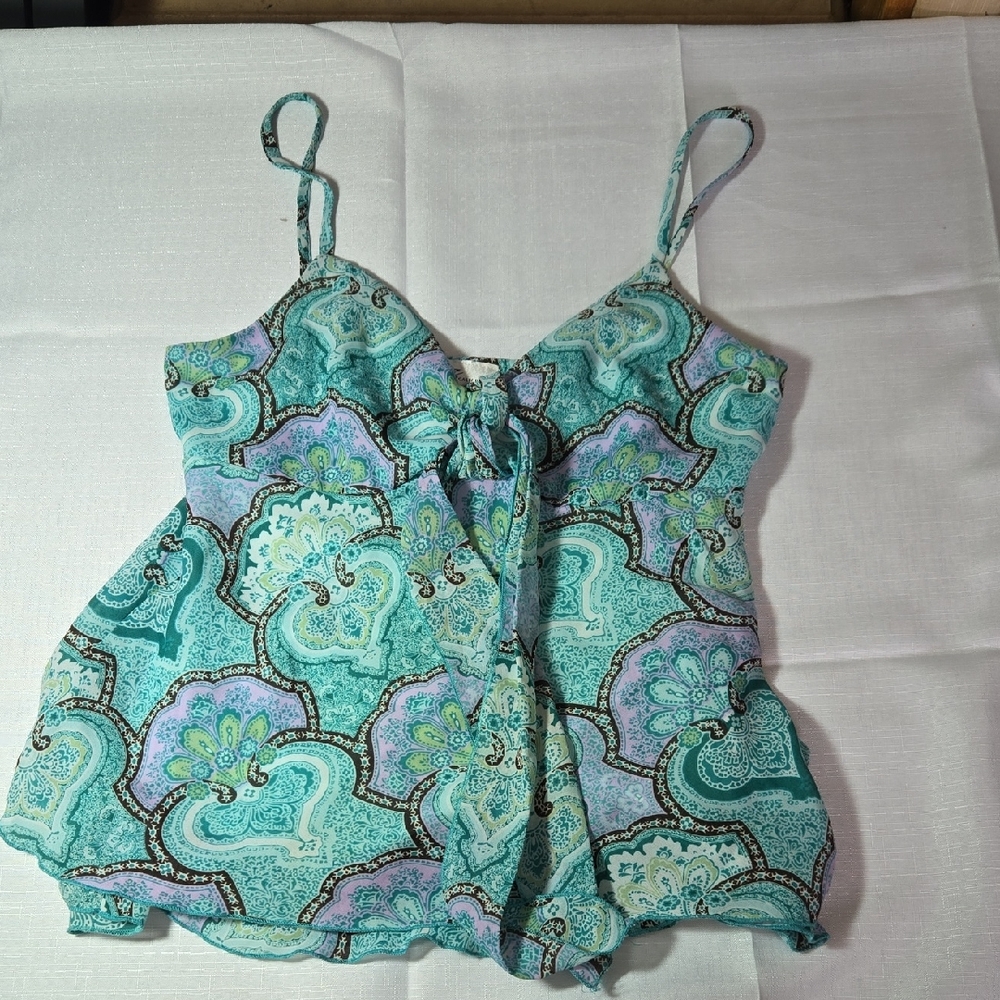 IZ Byer California Y2K Paisley Camisole Tunic Top Boho Sz L